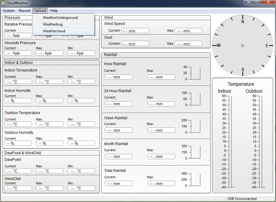 start easyweather data over